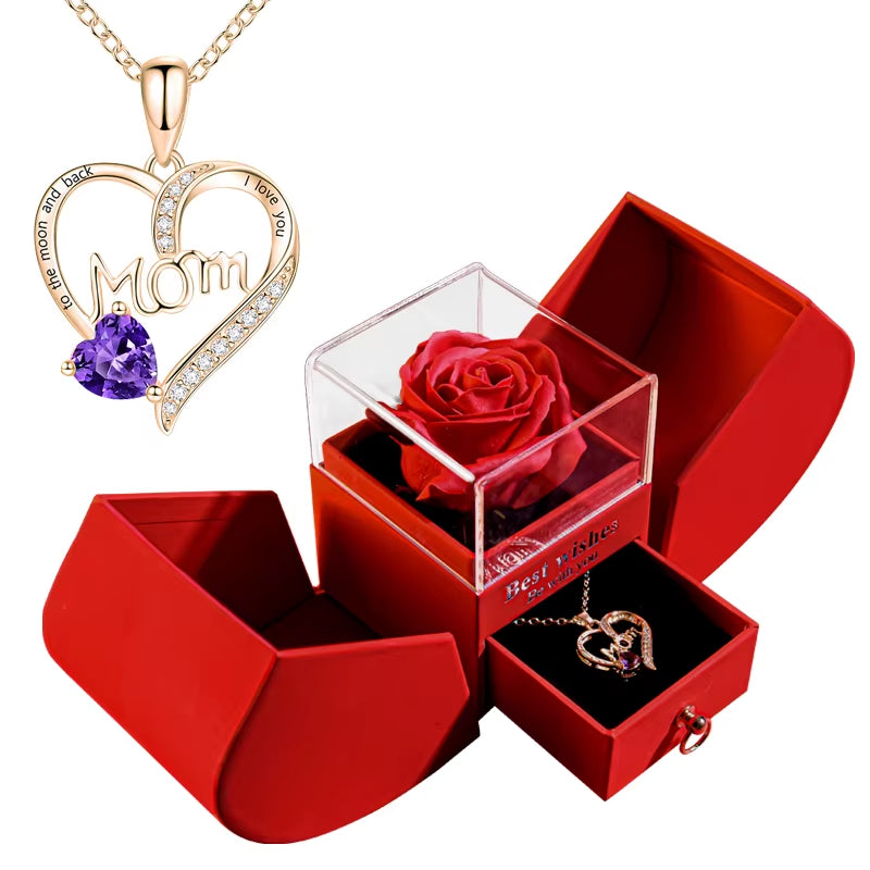 Valentine'S Day Jewelry Pendant Necklace /W Soap Forever Rose Gift Box Mother'S Day Necklace Jewelry Gifts for Girlfriend Women