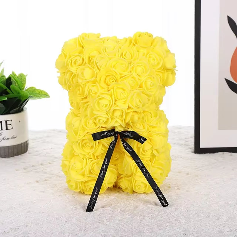 25Cm Rose Bear Artificial Flower Rose Teddy Bear for Girlfriend Valentine'S Gifts Wedding Birthday Party Decor Christmas Gif