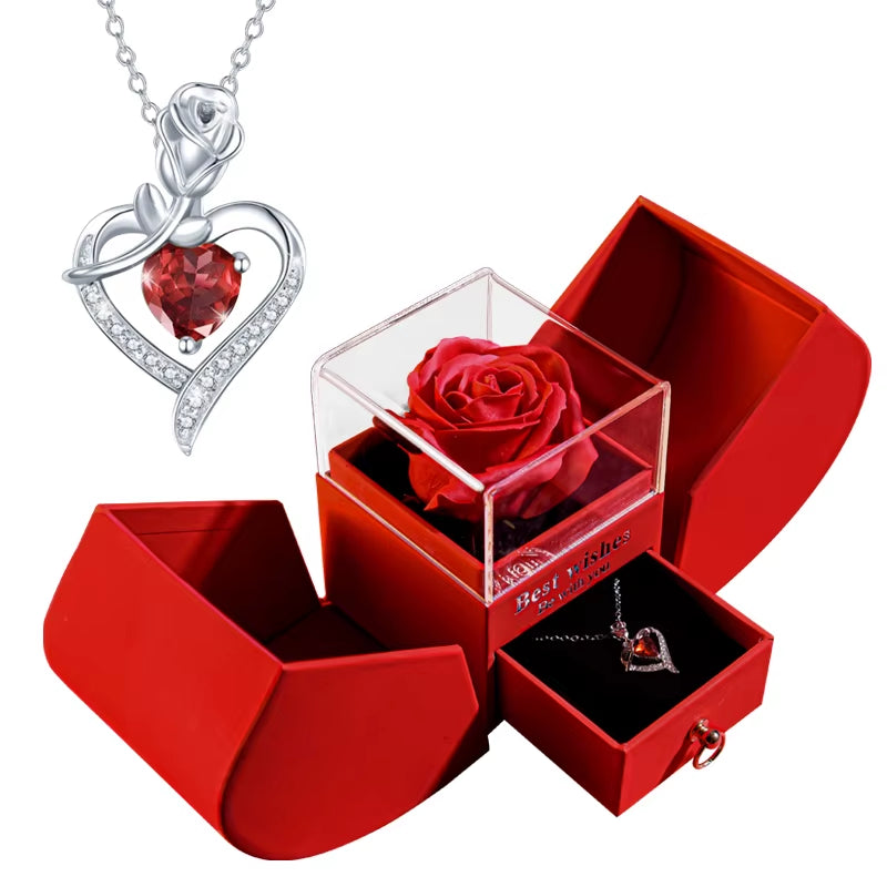 Valentine'S Day Jewelry Pendant Necklace /W Soap Forever Rose Gift Box Mother'S Day Necklace Jewelry Gifts for Girlfriend Women