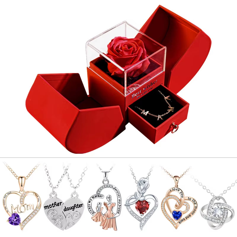 Valentine'S Day Jewelry Pendant Necklace /W Soap Forever Rose Gift Box Mother'S Day Necklace Jewelry Gifts for Girlfriend Women