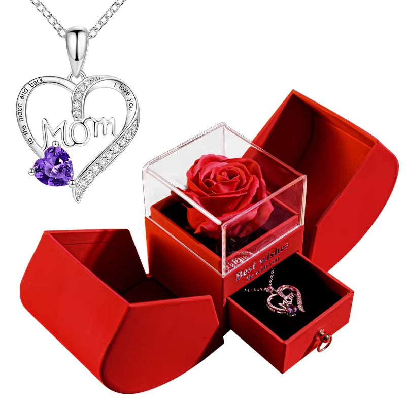 Valentine'S Day Jewelry Pendant Necklace /W Soap Forever Rose Gift Box Mother'S Day Necklace Jewelry Gifts for Girlfriend Women
