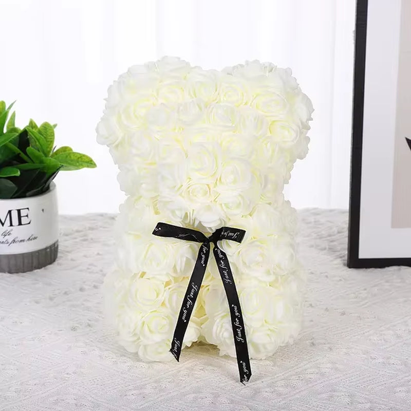 25Cm Rose Bear Artificial Flower Rose Teddy Bear for Girlfriend Valentine'S Gifts Wedding Birthday Party Decor Christmas Gif