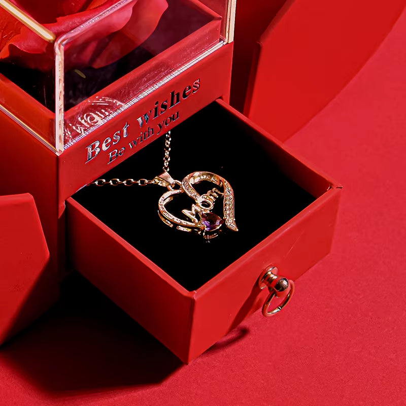 Valentine'S Day Jewelry Pendant Necklace /W Soap Forever Rose Gift Box Mother'S Day Necklace Jewelry Gifts for Girlfriend Women