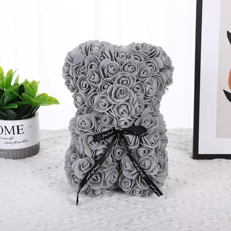 25Cm Rose Bear Artificial Flower Rose Teddy Bear for Girlfriend Valentine'S Gifts Wedding Birthday Party Decor Christmas Gif