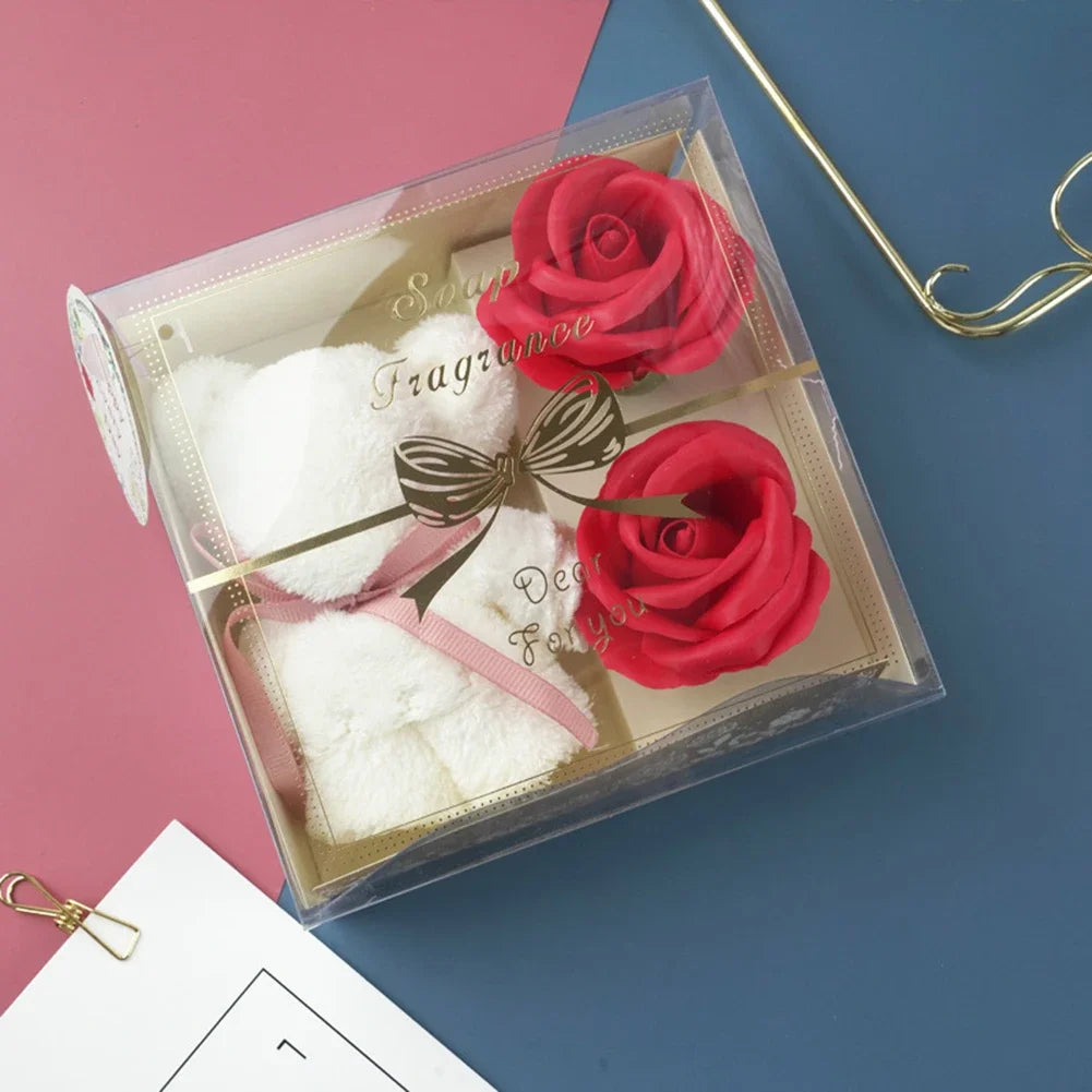 1 Set Soap Rose Flowers Bear Gift Box Xmas Birthday Valentine Wedding Gifts for Girlfriend Women Wife Mother'S Day Present