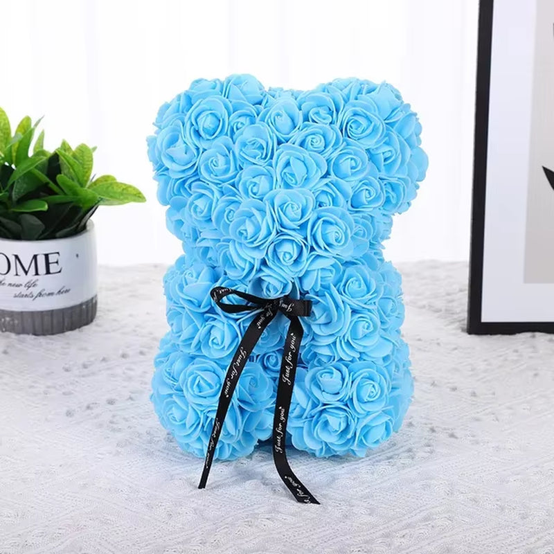 25Cm Rose Bear Artificial Flower Rose Teddy Bear for Girlfriend Valentine'S Gifts Wedding Birthday Party Decor Christmas Gif