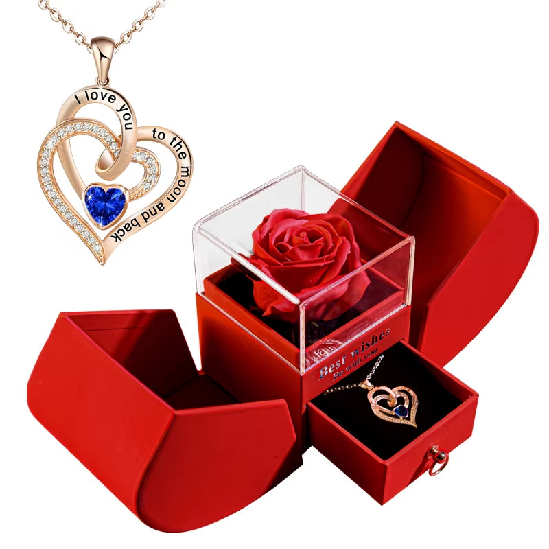 Valentine'S Day Jewelry Pendant Necklace /W Soap Forever Rose Gift Box Mother'S Day Necklace Jewelry Gifts for Girlfriend Women