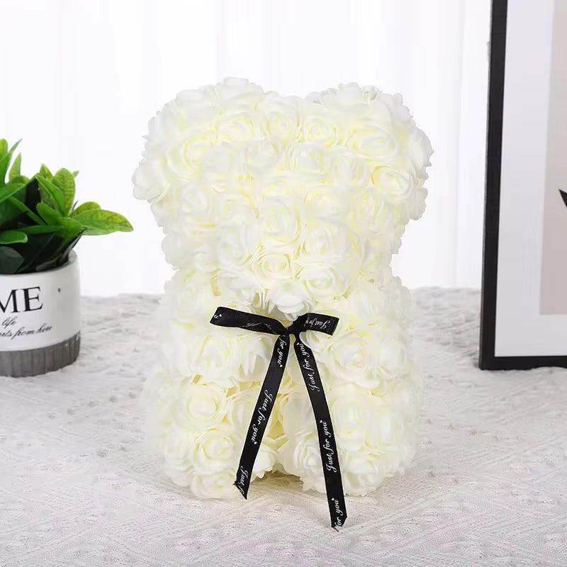 25Cm Rose Bear Artificial Flower Rose Teddy Bear for Girlfriend Valentine'S Gifts Wedding Birthday Party Decor Christmas Gif