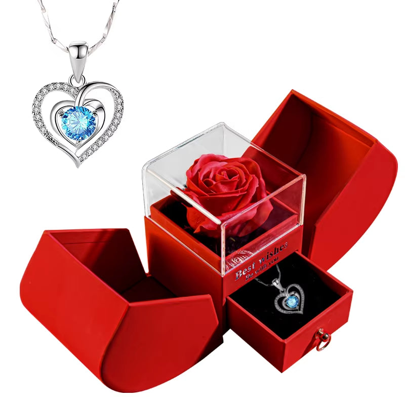 Valentine'S Day Jewelry Pendant Necklace /W Soap Forever Rose Gift Box Mother'S Day Necklace Jewelry Gifts for Girlfriend Women