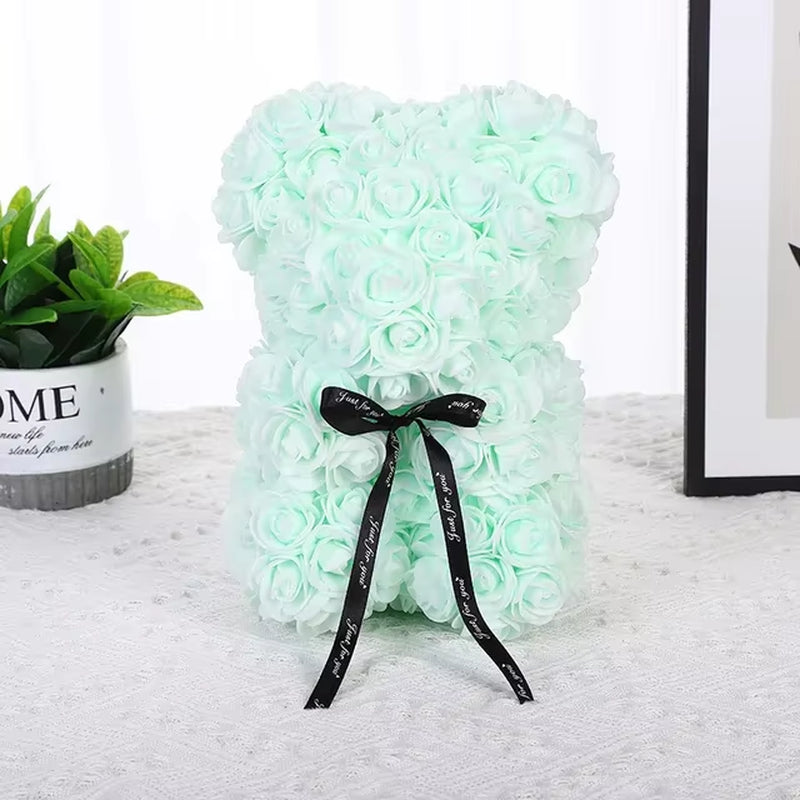 25Cm Rose Bear Artificial Flower Rose Teddy Bear for Girlfriend Valentine'S Gifts Wedding Birthday Party Decor Christmas Gif