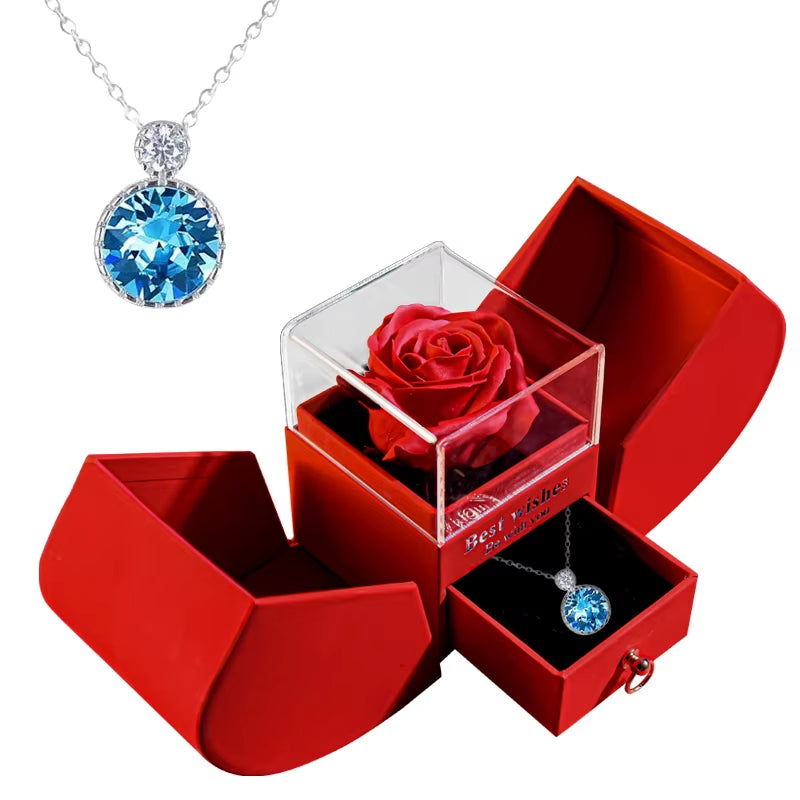 Valentine'S Day Jewelry Pendant Necklace /W Soap Forever Rose Gift Box Mother'S Day Necklace Jewelry Gifts for Girlfriend Women