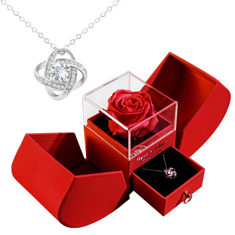 Valentine'S Day Jewelry Pendant Necklace /W Soap Forever Rose Gift Box Mother'S Day Necklace Jewelry Gifts for Girlfriend Women