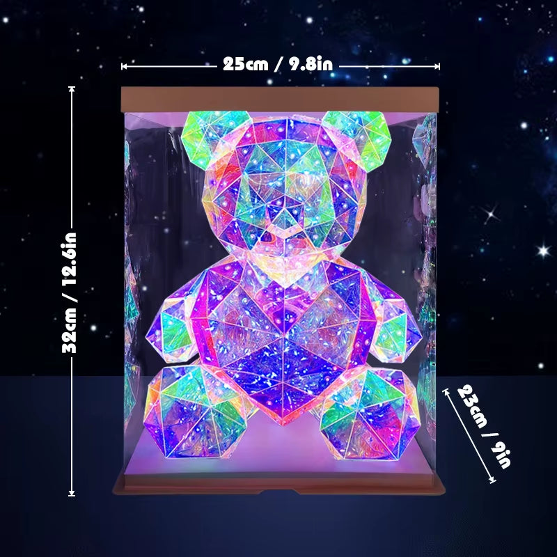 30Cm Phantom PVC Multi Faceted Rose Teddy Bear Valentine'S Day Xmas Gift Sequin LED Teddy Bear with Box Wedding Anniversary Gift