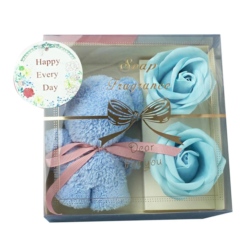 1 Set Soap Rose Flowers Bear Gift Box Xmas Birthday Valentine Wedding Gifts for Girlfriend Women Wife Mother'S Day Present