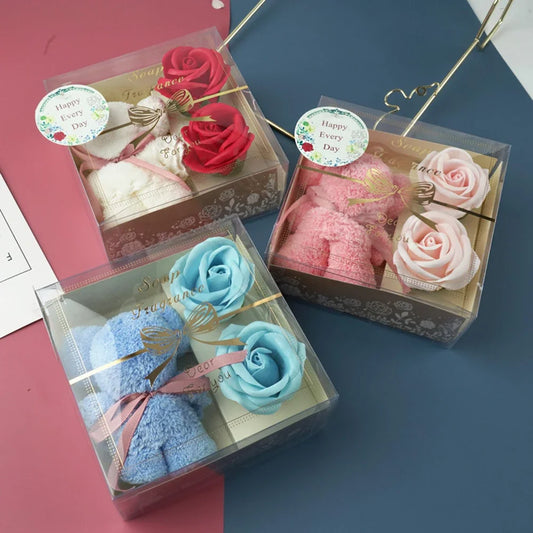 1 Set Soap Rose Flowers Bear Gift Box Xmas Birthday Valentine Wedding Gifts for Girlfriend Women Wife Mother'S Day Present