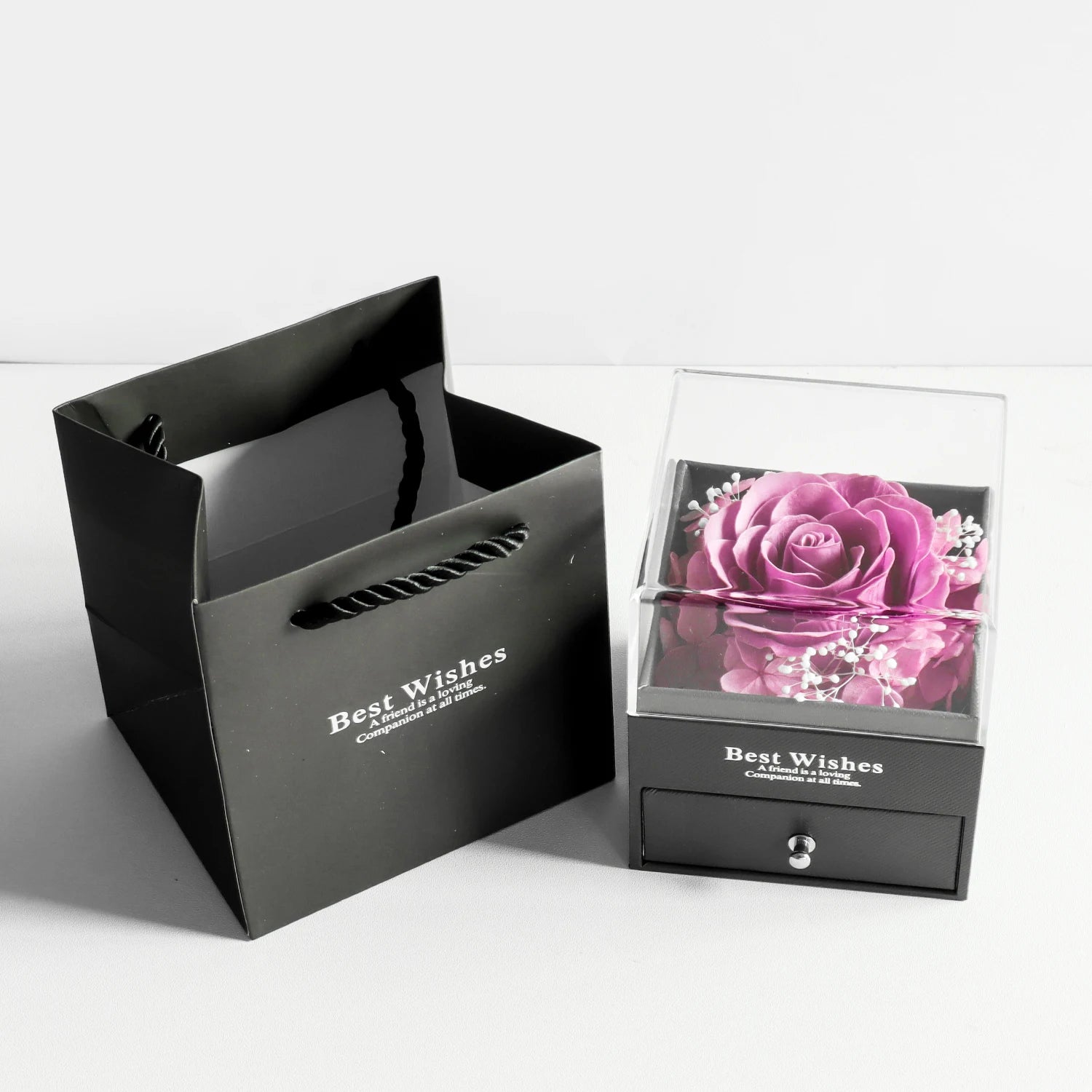 Eternal Soap Rose Jewelry Box Wirh Necklace Set Artificial Flower Gift Box Valentine Anniversary Christmas Gifts for Girlfriend