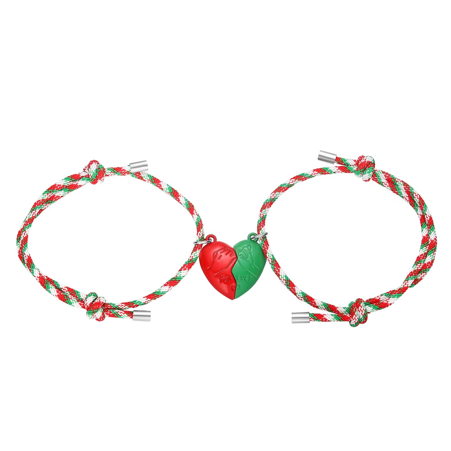 2Pcs Magnetic Couples Bracelets Heart Shaped Matching Attraction Adjustable Bracelets Lover Gifts for Boyfriend Girlfriend