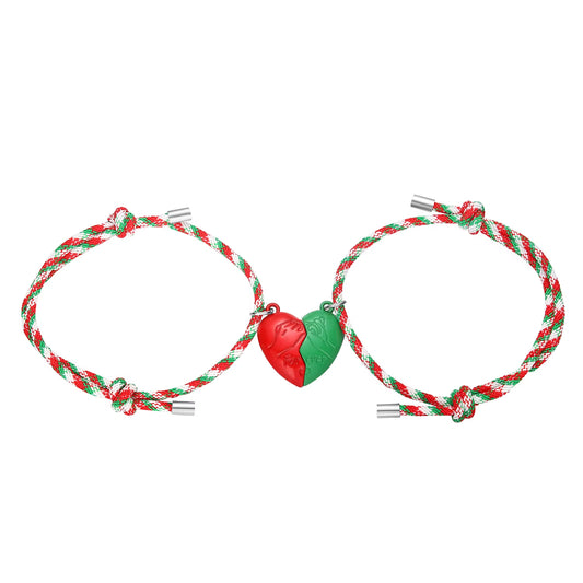 2Pcs Magnetic Couples Bracelets Heart Shaped Matching Attraction Adjustable Bracelets Lover Gifts for Boyfriend Girlfriend
