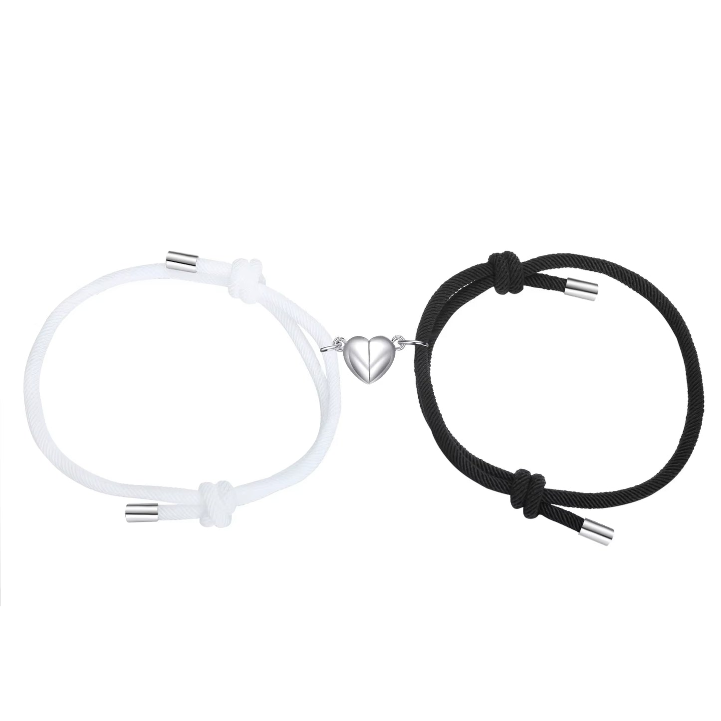 2Pcs Magnetic Couples Bracelets Heart Shaped Matching Attraction Adjustable Bracelets Lover Gifts for Boyfriend Girlfriend