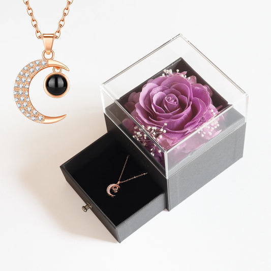 Eternal Soap Rose Jewelry Box Wirh Necklace Set Artificial Flower Gift Box Valentine Anniversary Christmas Gifts for Girlfriend