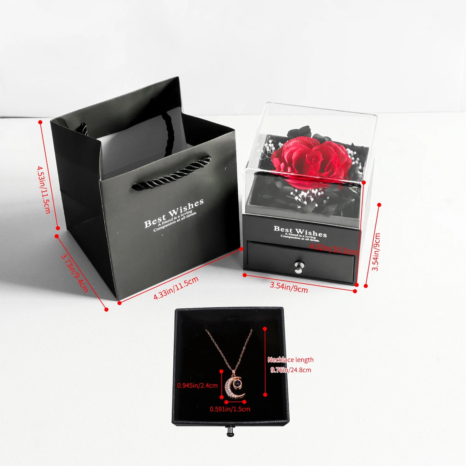 Eternal Soap Rose Jewelry Box Wirh Necklace Set Artificial Flower Gift Box Valentine Anniversary Christmas Gifts for Girlfriend