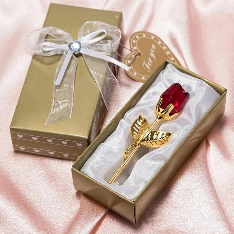 Valentine'S Day Gifts for Girlfriend Crystal Rose Artificial Flower Eternal Love Flowers for Anniversary Wedding Party Supplies