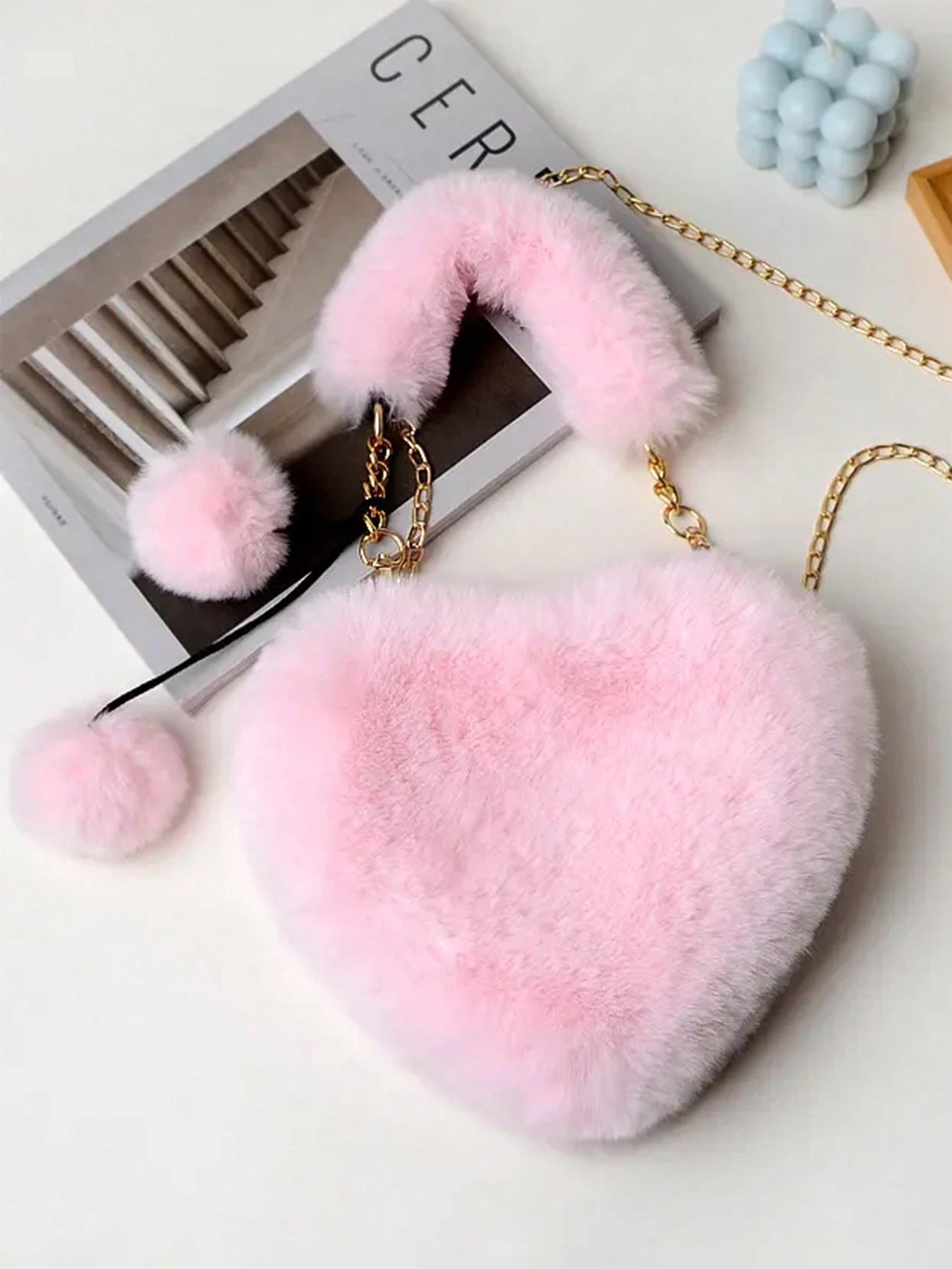 Furry Purse for Girls Heart Shaped Fluffy Handbag for Women Soft Small Shoulder Bag Clutch Purse with Metal Chain Strap . the Best Valentine'S Gifts for Girlfriend Lady & Woman. Perfect for Shopping, Daily Use, Perfect Valentine'S Day Gift for Her, Best Valentines' Gift Choice Ever, Fashionable Heart Purse, Perfectly Match with Valentine'S Day Dress