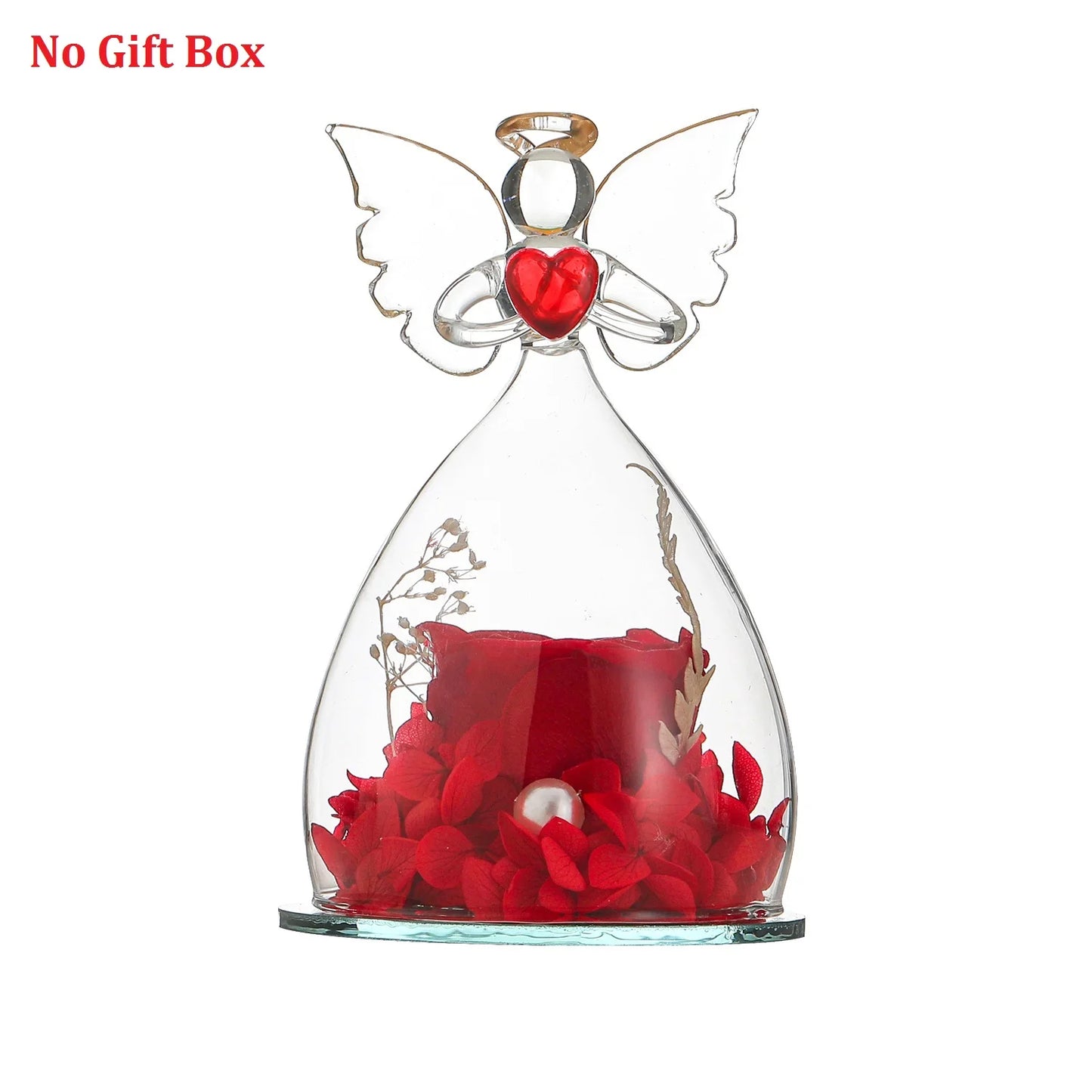 Gift for Girlfriend Forever Rose in Angel Glass Cover Eternal Flowers Home Decor Gifts for Wedding Birthday Valentine Day