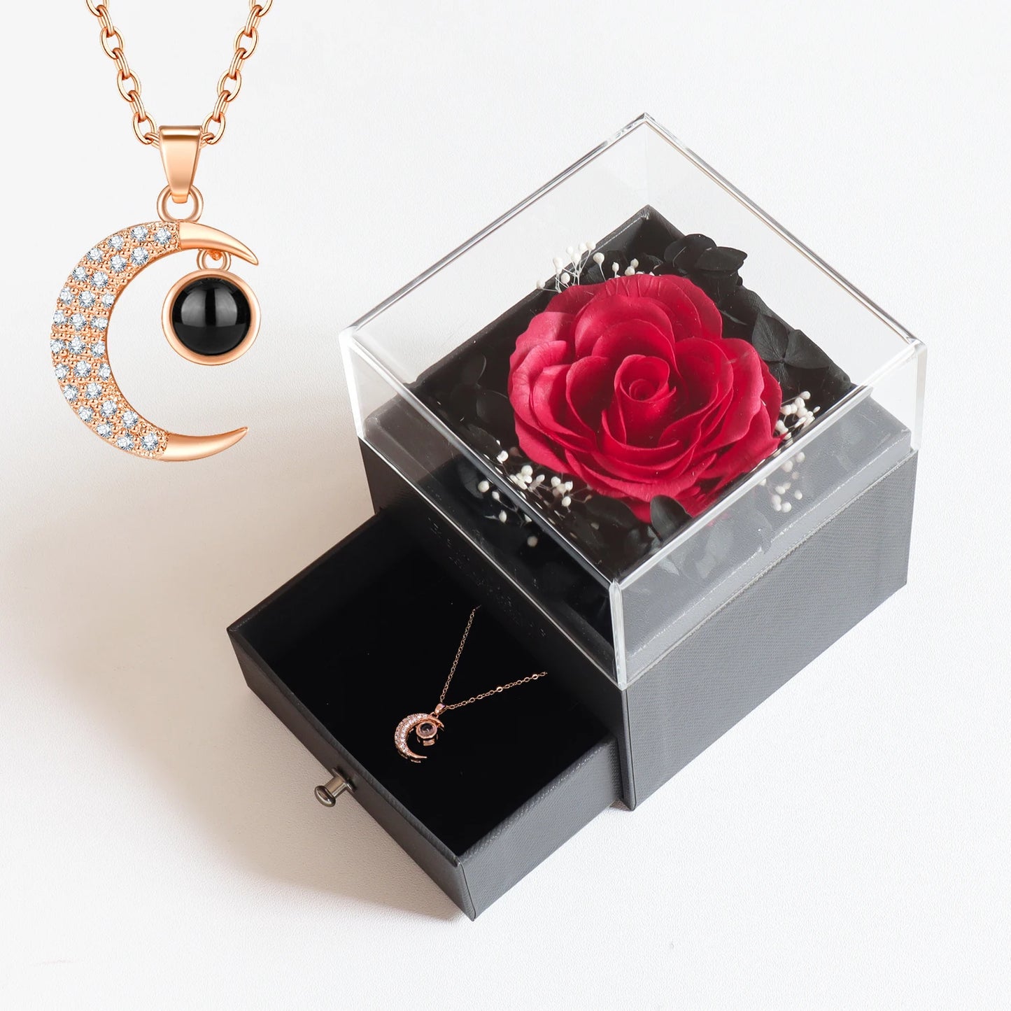 Eternal Soap Rose Jewelry Box Wirh Necklace Set Artificial Flower Gift Box Valentine Anniversary Christmas Gifts for Girlfriend
