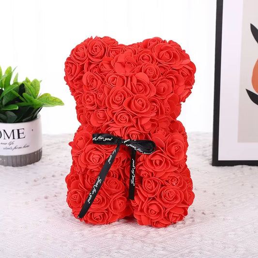 25Cm Rose Bear Artificial Flower Rose Teddy Bear for Girlfriend Valentine'S Gifts Wedding Birthday Party Decor Christmas Gif