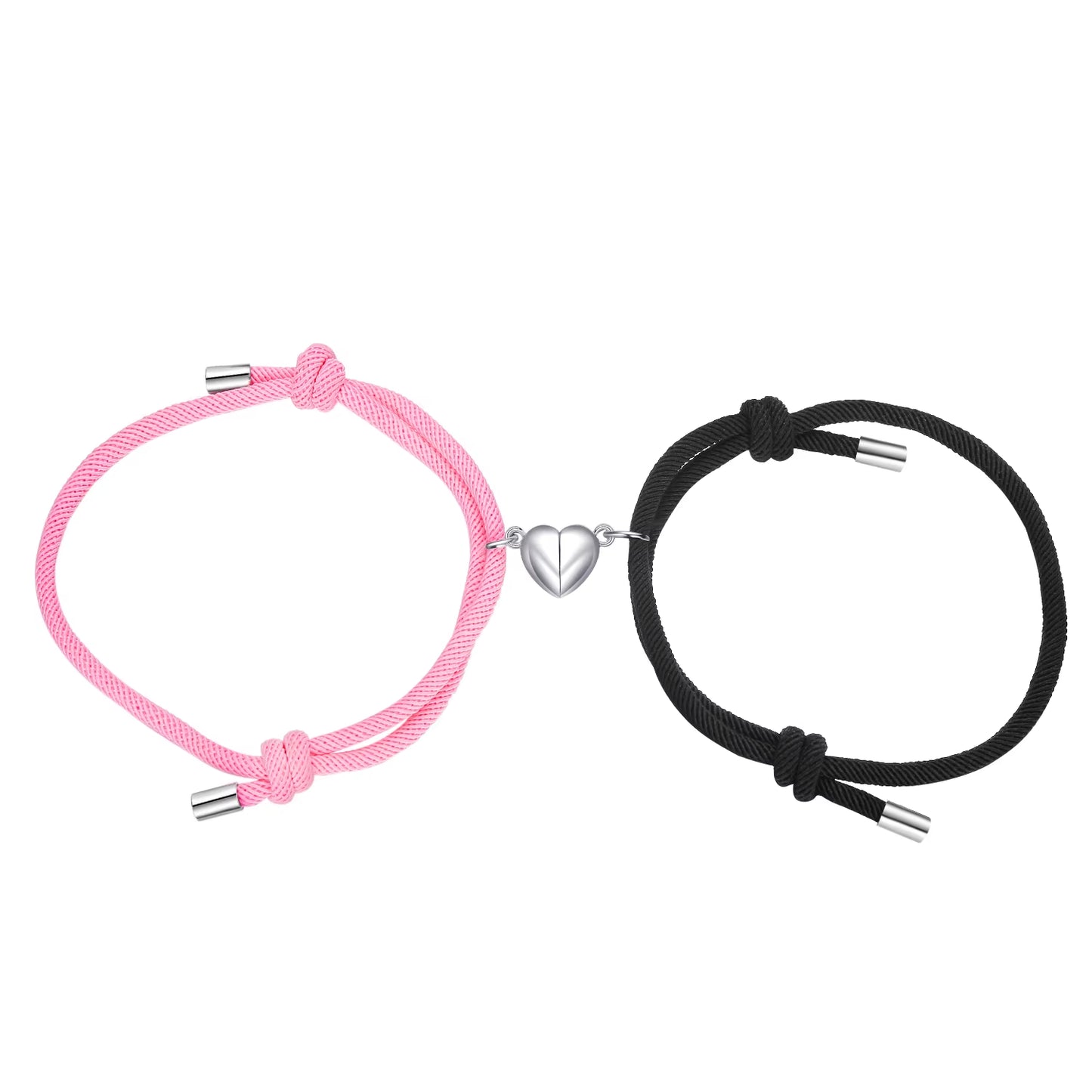 2Pcs Magnetic Couples Bracelets Heart Shaped Matching Attraction Adjustable Bracelets Lover Gifts for Boyfriend Girlfriend